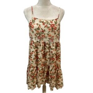 American Eagle Floral Sundress M Embroidered Tiered Cottage core Babydoll‎ Dress